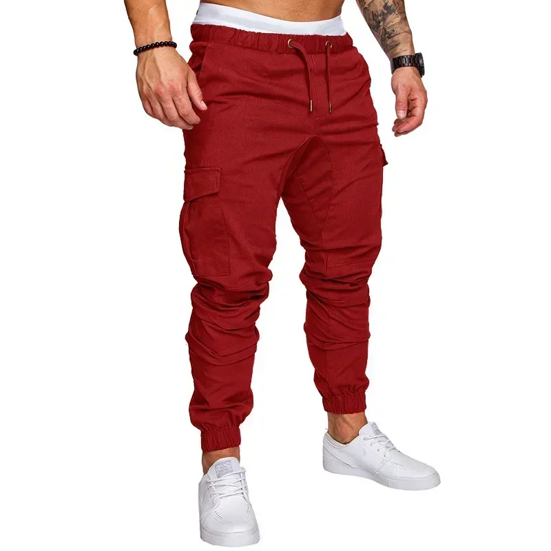 Micro-elastic Sports Casual Fitness Leggings Trousers Joggers Men  Cargo Pants Men Men\'s Overalls Multi-pocket