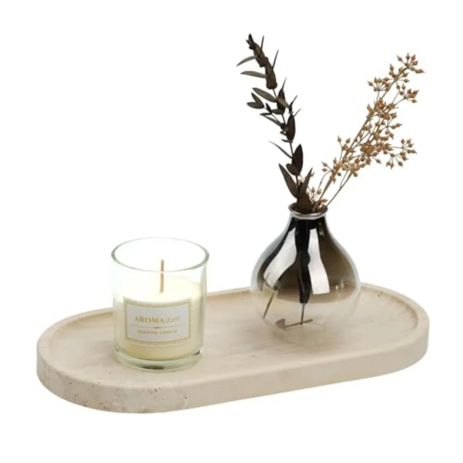 

Italian Travertine Tray, Vanity Decorative Marble Tray for Countertop, Catchall Tray for Perfume, Candles, Jewelry Dish Tray