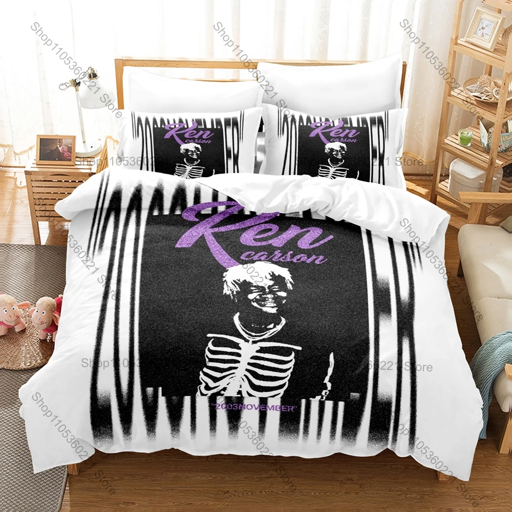 Juego de Ropa de Cama con Diseño Gráfico de Ken Carson, Playboi Carti, Opium Label y Rage Rap, Incluye Funda Nórdica y 2 Fundas de Almohada, Decoración para Dormitorio Juvenil, Estilo Eboy Gótico
