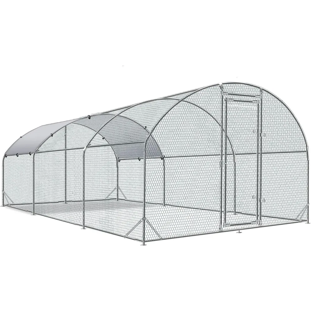 

Large Metal Chicken Coop Upgrade Tri-Supporting Wire Mesh Chicken Run,Chicken Pen with Water-Resident and Anti-UV Cover