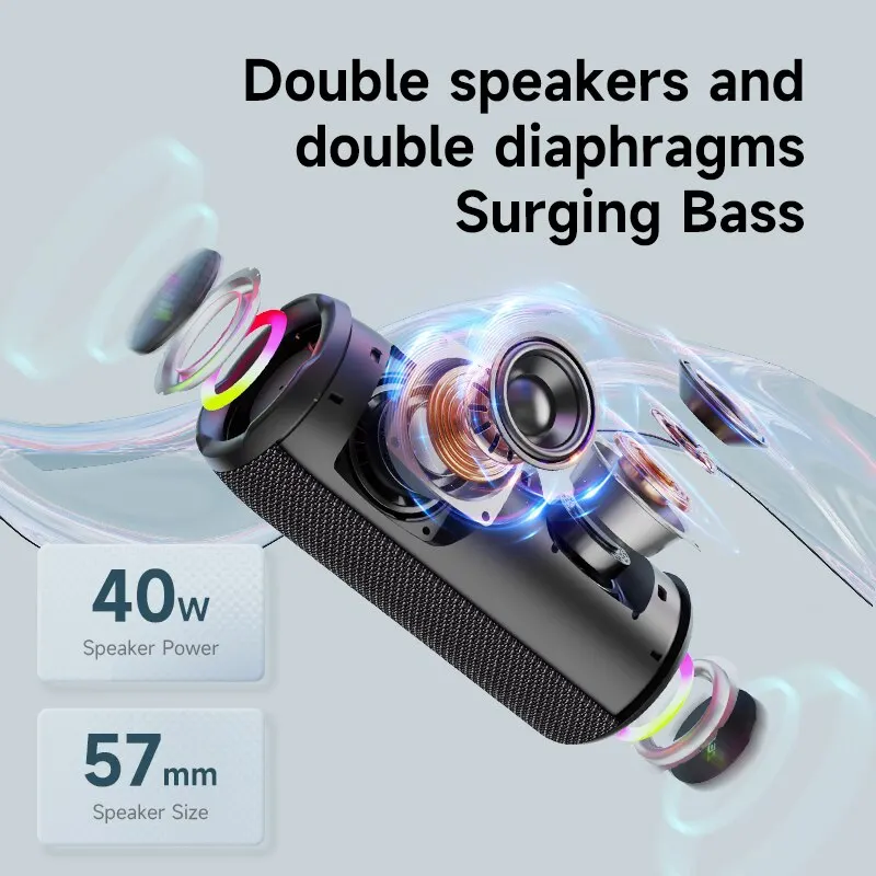 ZEALOT S49PRO Speaker Bluetooth portabel, pengeras suara portabel 20W IPX6 tahan air kotak suara kuat, Bass Boost penyambungan ganda tanpa kabel