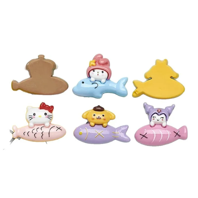 100개 귀여운 만화 산리오 멜로디 쿠로미 시리즈 레진 플랫백 스크랩북 공예 DIY 귀걸이 헤어 액세서리