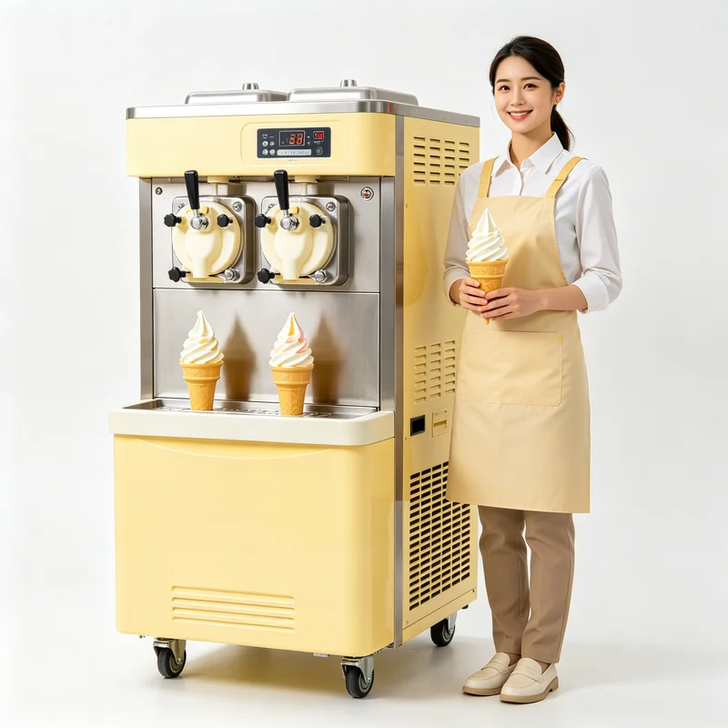 

1800W Automatic Ice Cream Machine Soft Serve Maker Commercial Frozen Yogurt Equipment for Supermarket