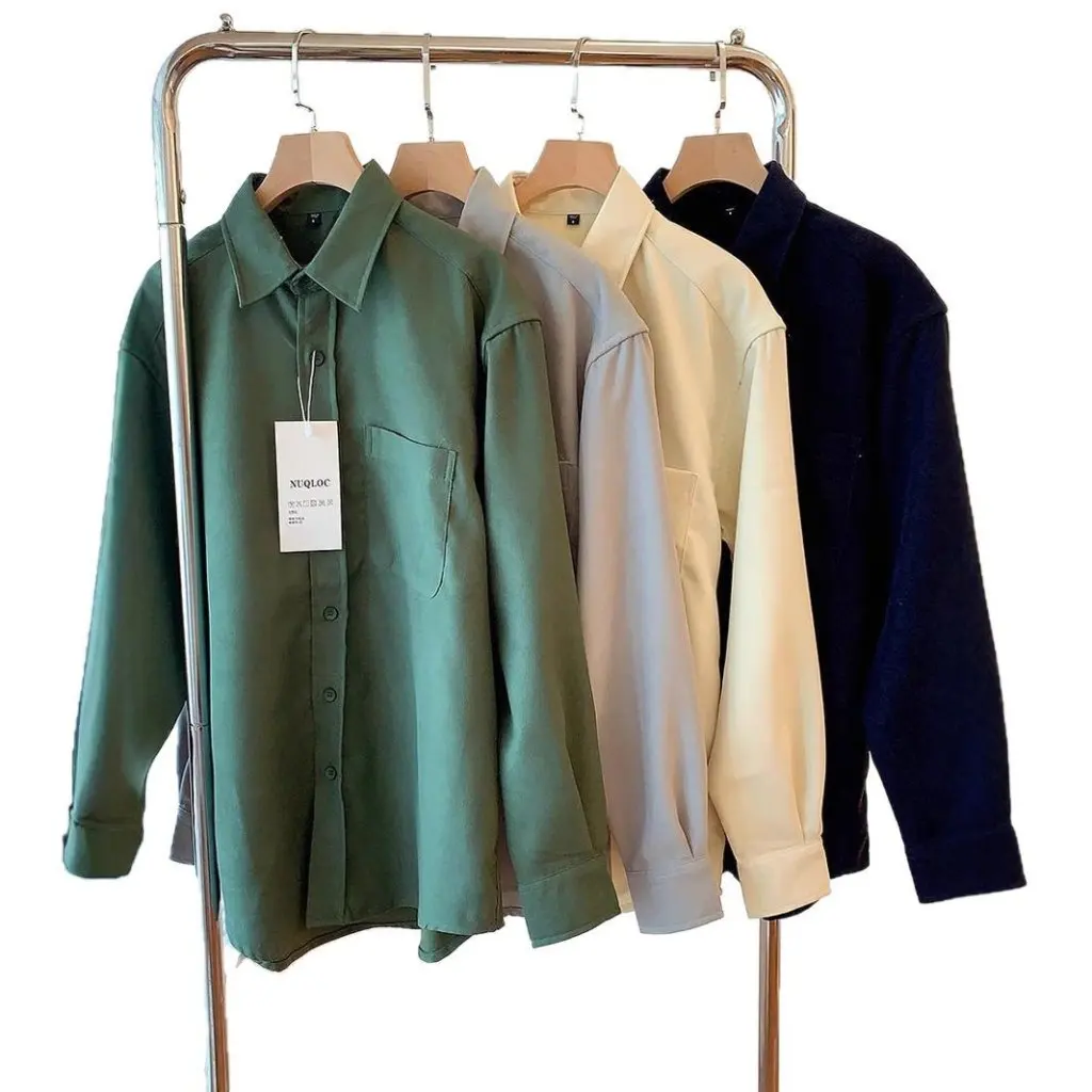 

Spring New Solid Color Lapel Shirt for Men And Women Long Sleeve All-match Casual Top