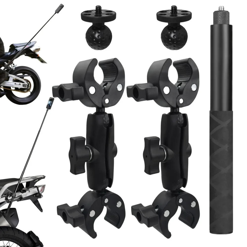 Super Clamp Motorcycle Bike Mount Extension Pole Selfie Stick Double Side Clip for Insta360 X2 X3 X4 X5 Monopod Handlebar Action