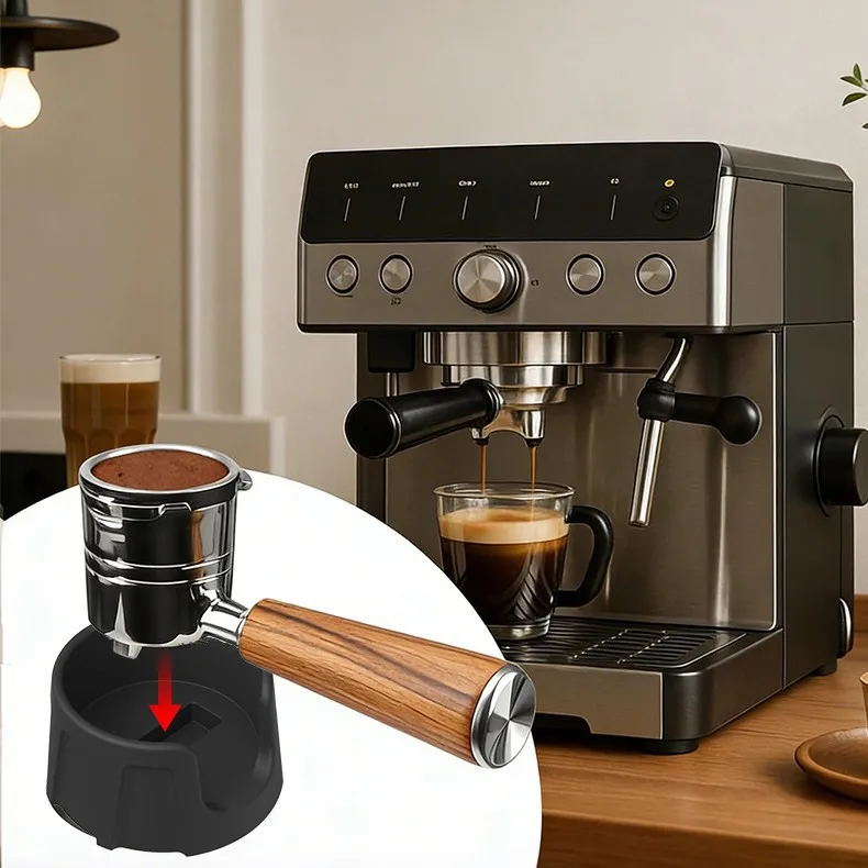 Silicone Espresso Tamper Mat Non-Slip Corner Bar Mat for Ninja Portafilter Tamping & Coffee Grinding Brewing Assistant Pad