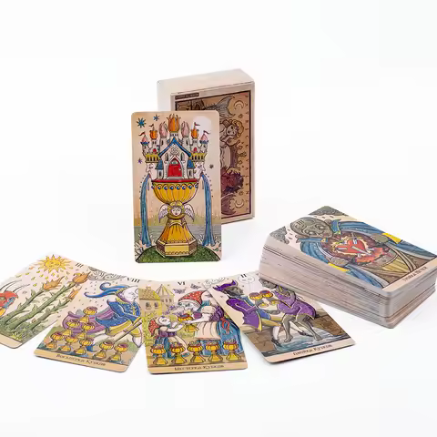 2025 Russian Visions Trionfi Della Luna Tarot Cards 10.3*6Cm 81Pcs Divination Fate Deck Board Game Card For Family Party