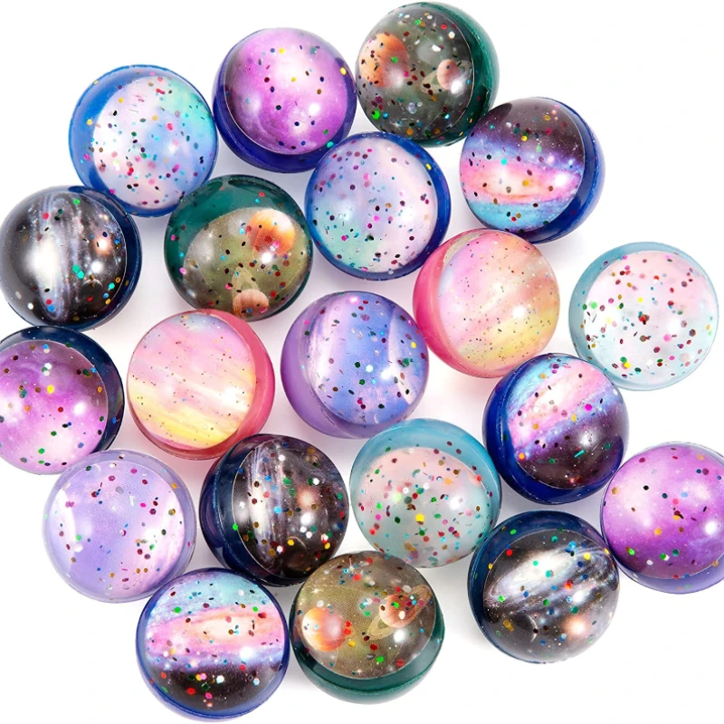 5Pcs 32mm Space Theme Bounce Ball Starry Sky Planet Jumping Ball Kids Birthday Party Toys Filler Christmas Gift