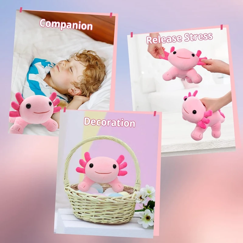 Jouet en peluche Kawaii Axolotl pour enfants, peluche douce et mignonne, oreiller en peluche au beurre, cadeau d'anniversaire et de Noël, 22cm