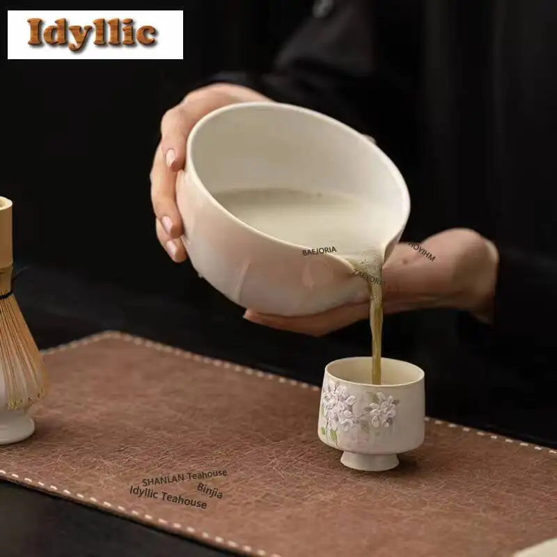 Vertical Gradient Matcha Set Ceramic Tea Accessories Bowl Ripped With Lei Baibenli Spoon To Make A Stirring Tea Ceremony Craft