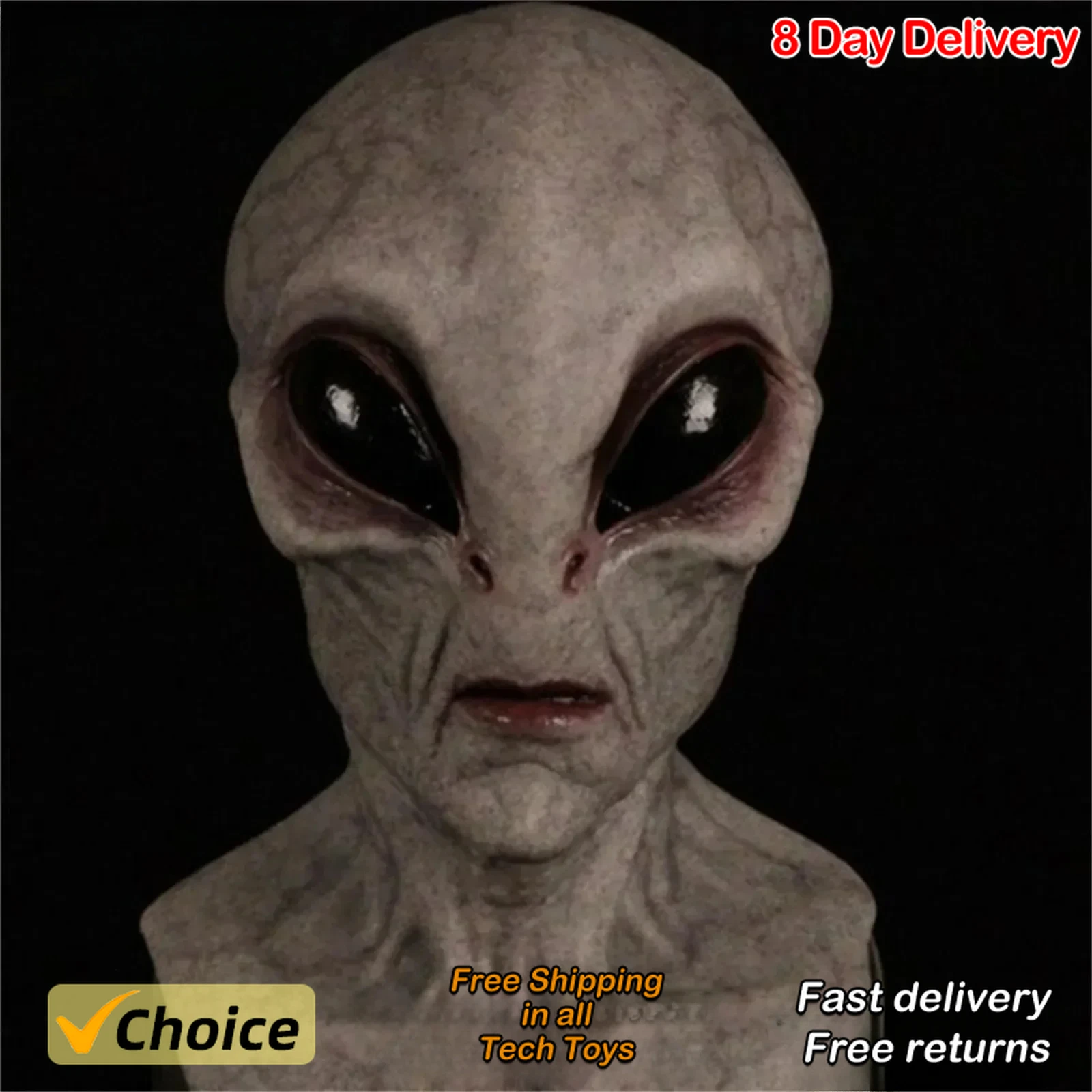 

Halloween Alien Mask Scary Horrible Big Eyes Horror Alien Mask Full Head Latex Mask Mask Monster Mask Gifts