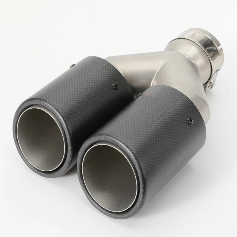 1 Piece Car Carbon Fiber Matte Muffler Tip Y Shape Double Exit Exhaust Pipe Mufflers Nozzle Decoration
