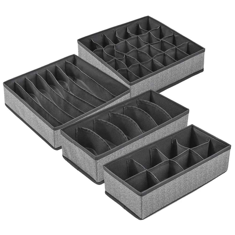 

4Pcs Closet Underwear Organizer Storage Box Foldable Design for Socks Bras Underpants Drawer Divider Household Organization