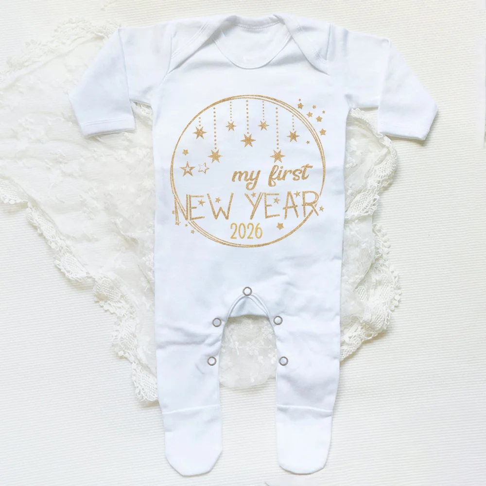 بلدي 1st السنة الجديدة 2026 الوليد الطفل السروال القصير طويلة الأكمام الرضع بذلة انه أول السنة الجديدة طفل الفتيان الفتيات السنة الجديدة روبا #3