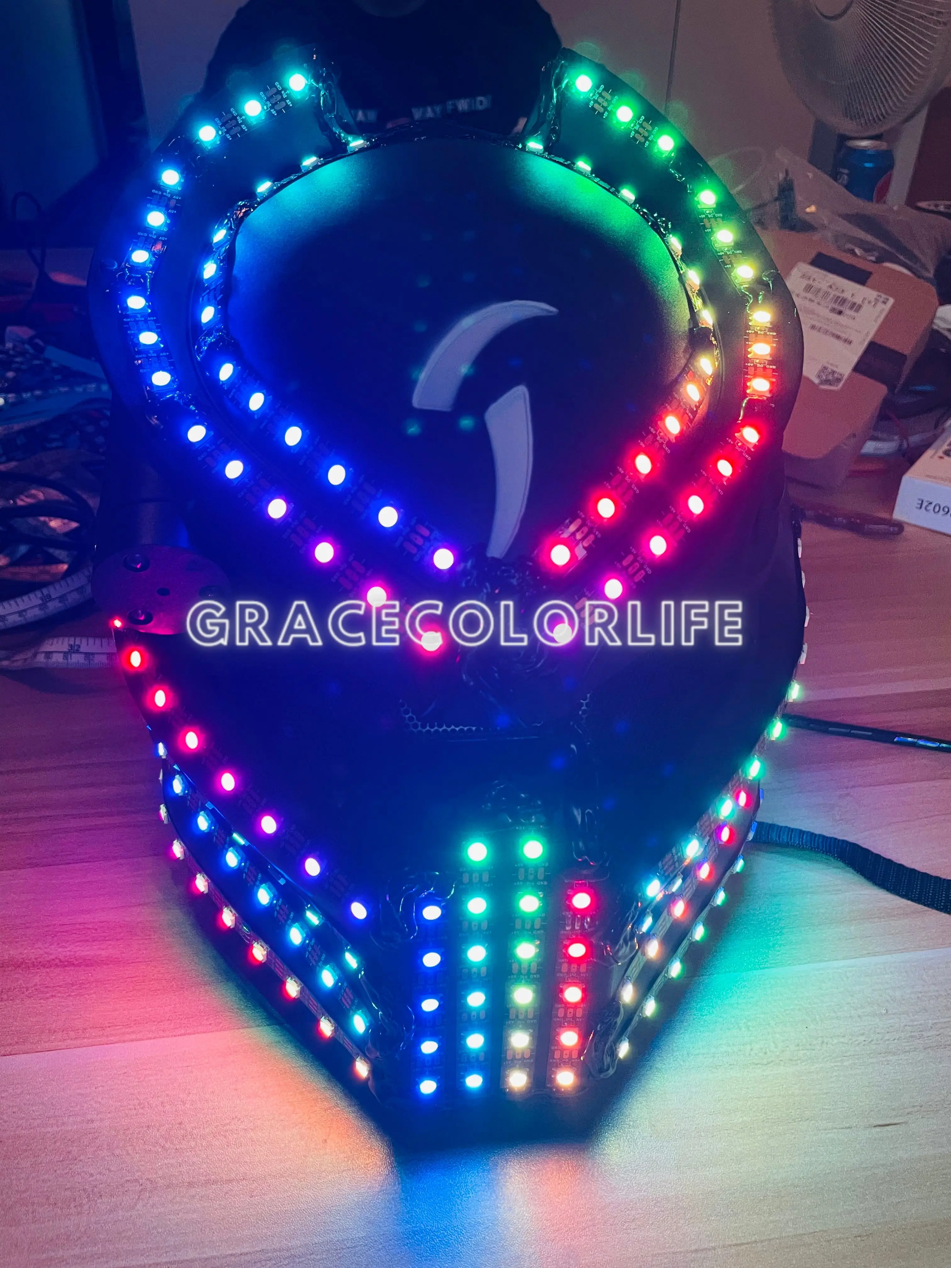 Colorful LED Lights Helmet Holiday Party Stage Performance Bar Nightclub Costume Accessories Robot Helmet Cosplay Mask