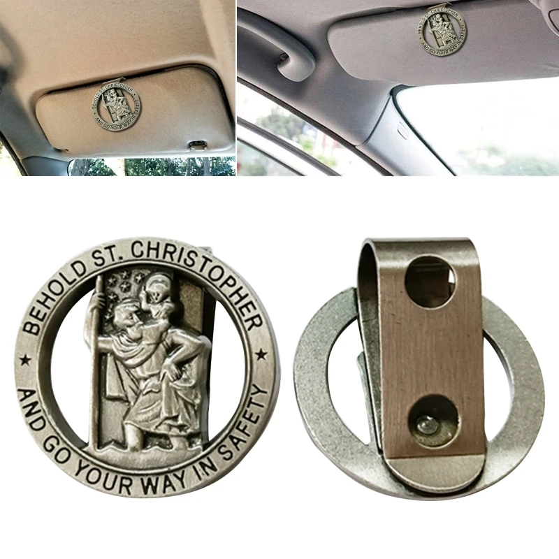 SaintChristopher Car Christopher Visor Clip Auto Visor Accessories Driving Amulet Patron Periapt