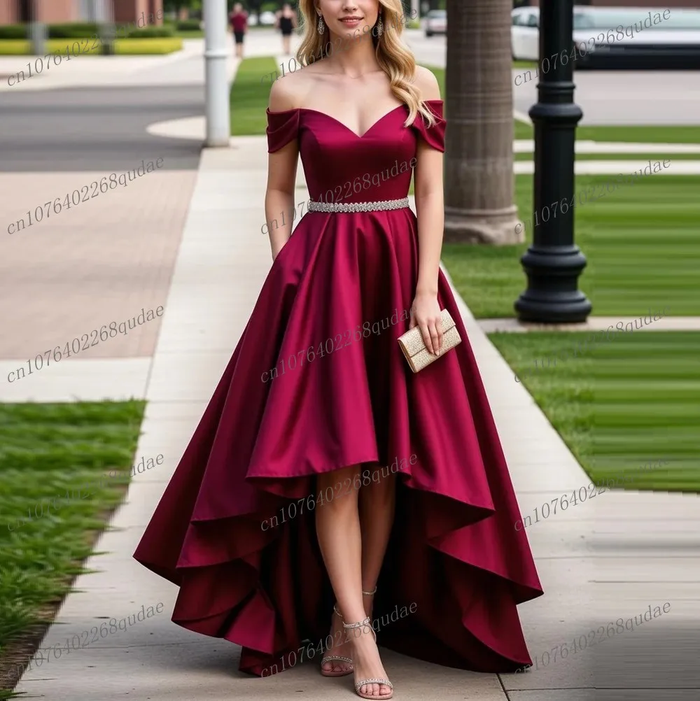 Neues wunderschönes burgunderrotes ärmelloses Satin-Abendkleid für besondere Anlässe für Damen, Abschlussball, Geburtstag, Partykleid, Mutterkleider