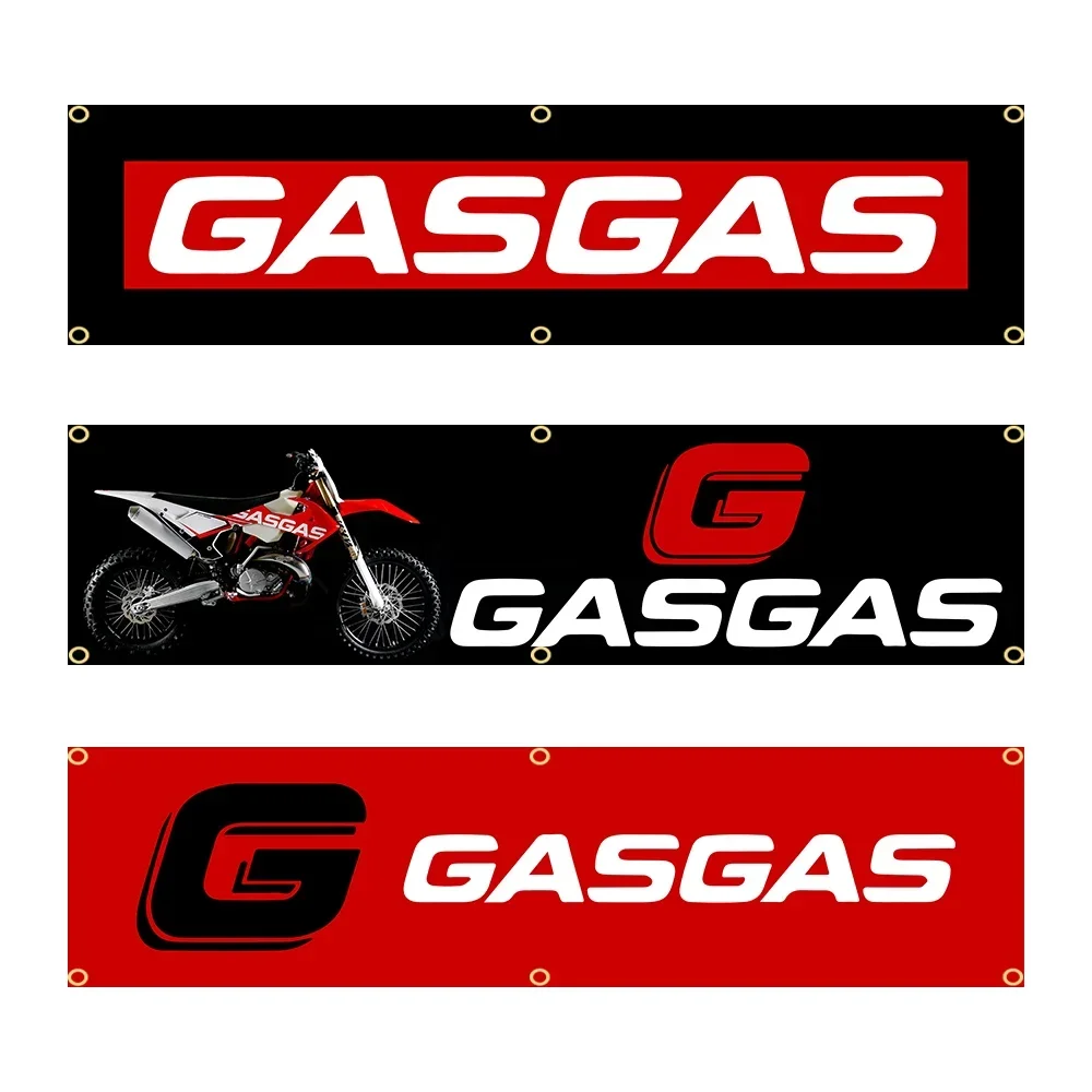 60X240cm GasGas Red Motorcycle Banner Flag Garage or Outdoor Decoration Tapestry