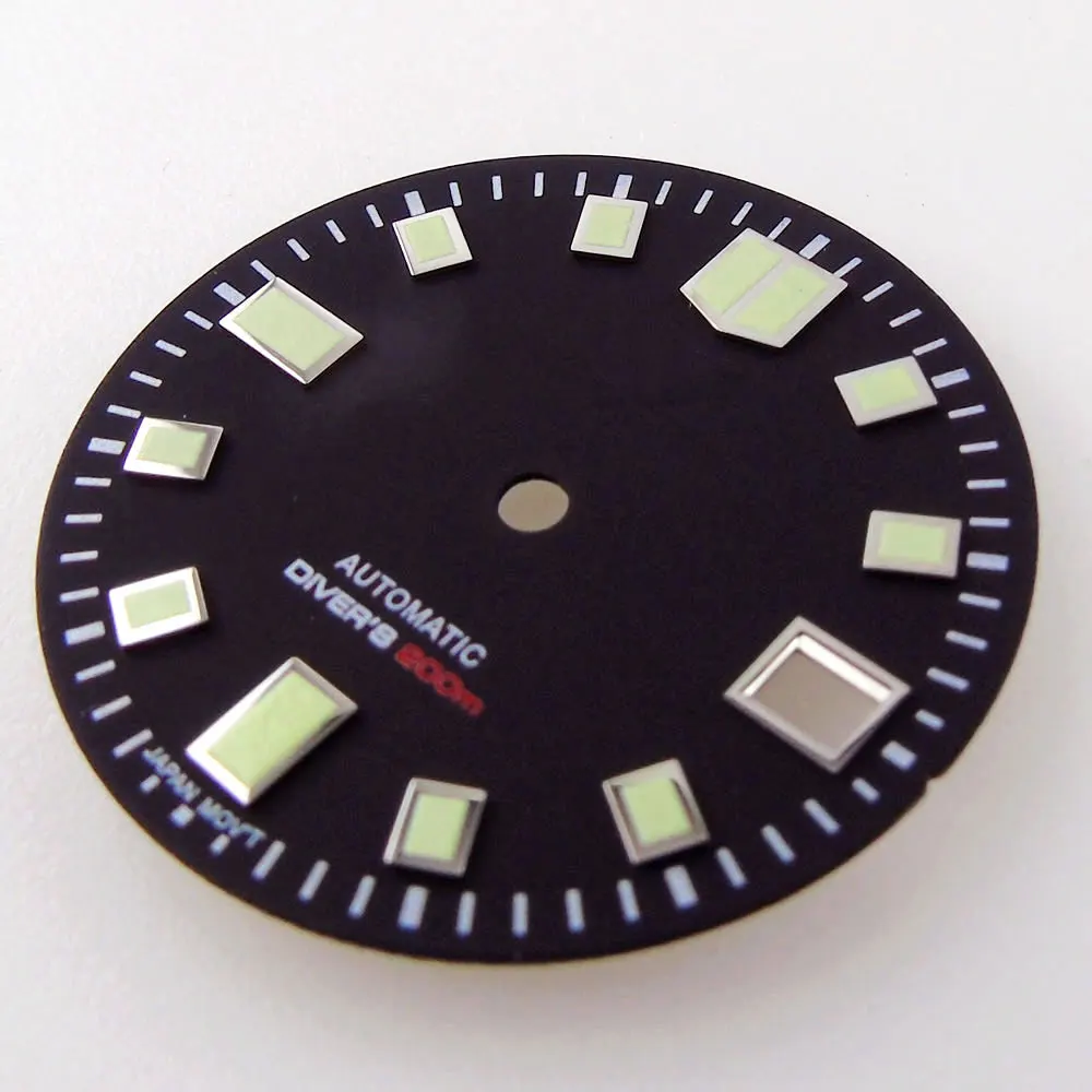 29mm Black/Blue/Green Sunburst Watch Dial Face Date Window Luminous Spare Parts Fit NH35 NH36 ETA2824 PT5000 Automatic Movement