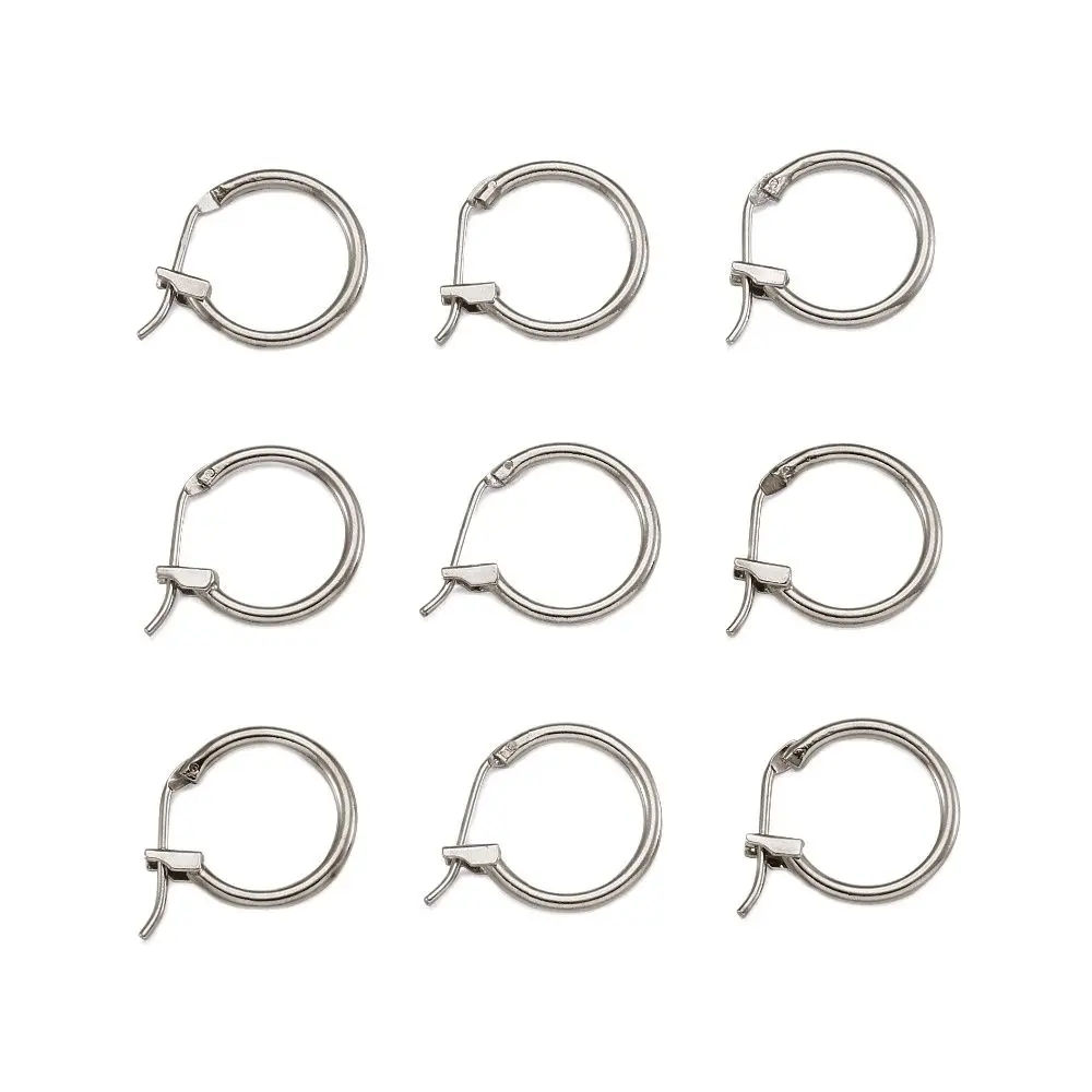 200 Pcs Brass Hoop Earrings, Nickel Free, Platinum Color, 14mm/16mm in Diameter, 1.5mm Thick