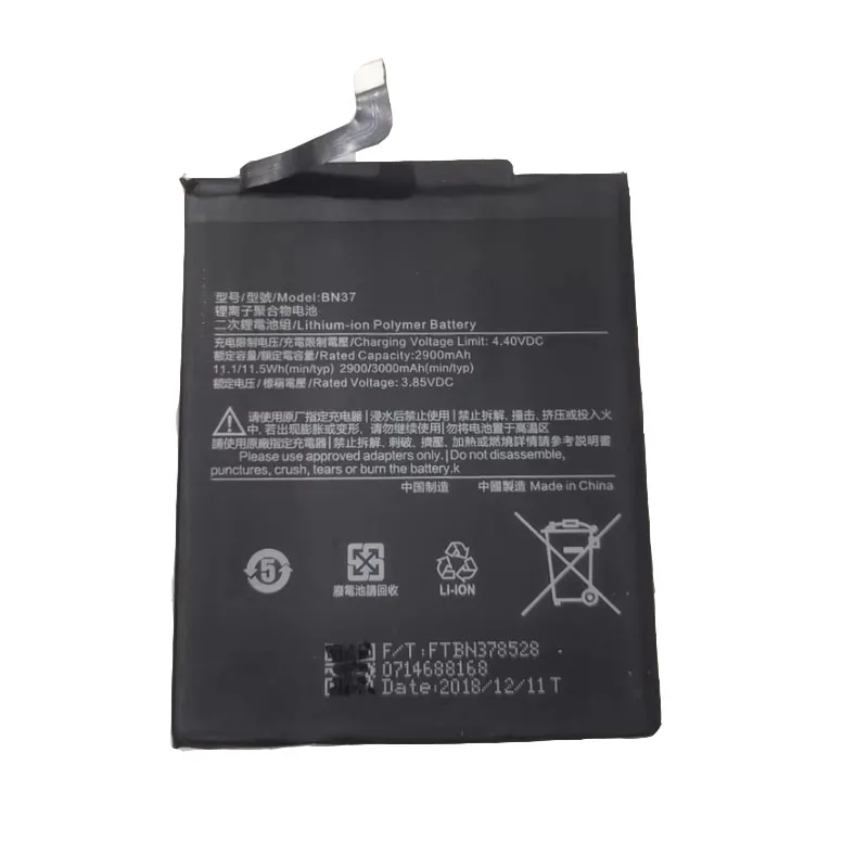 Original battery for Xiaomi Redmi 6 6A 3000mAh BN37 18W charging power supports fast charging and temperature control
