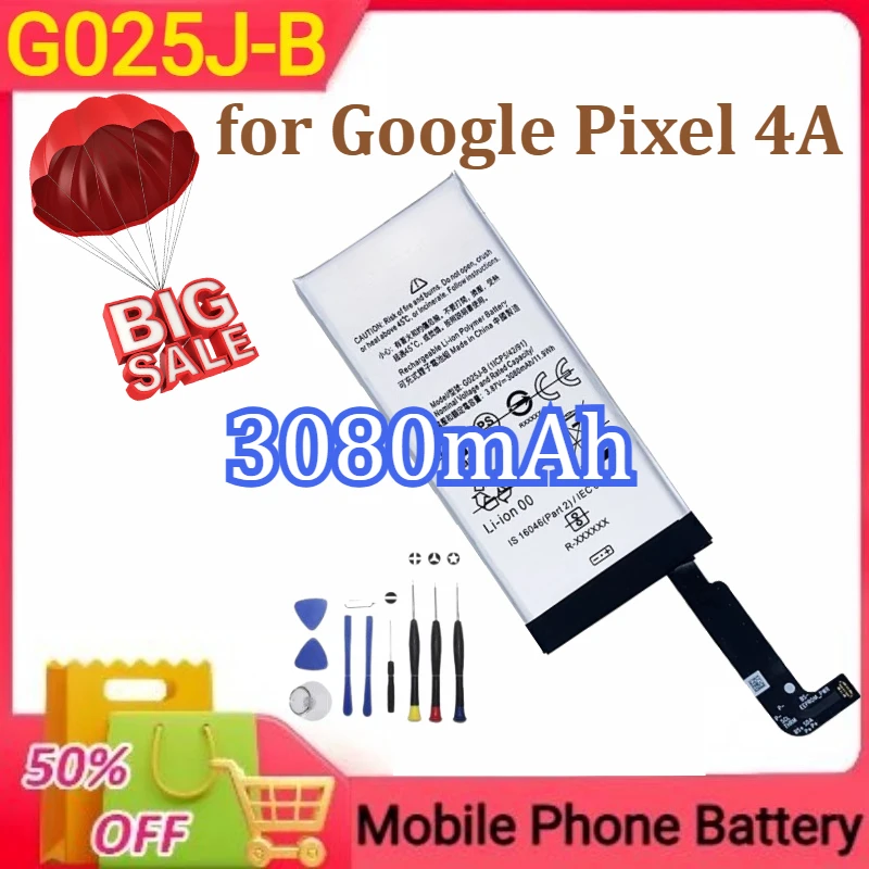 

G025J-B Replacement Battery for Google Pixel 4A 4g Mobile Phone Batteries New 3080mAh+Tools
