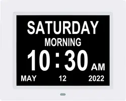 【New 2023 Dementia Clock Large Digital Clock for Seniors, Digital Clock Large Display with Custom Alarms, white