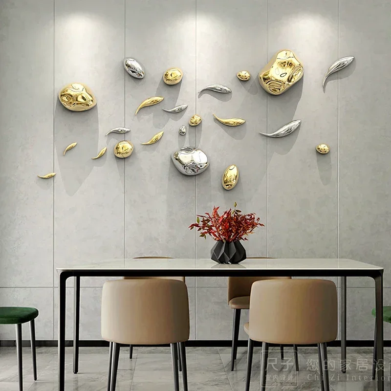 Creative Galvanized Silver Green Stone Wall Decoration Abstract Shaped Wall Stone Decoration Room Layout Bedroom Art Accessories