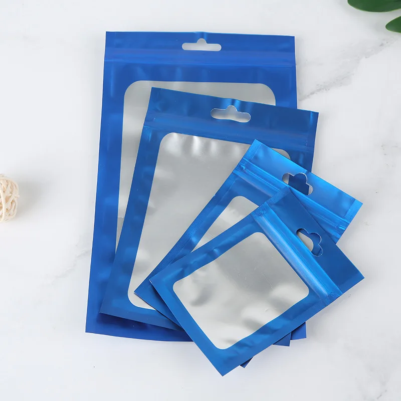 50 Stück bunte Folien-Zip-Lock-Beutel mit transparentem Fenster, wiederverwendbare Hängebeutel für Schmuckpräsentation und Verpackung – Detail 10