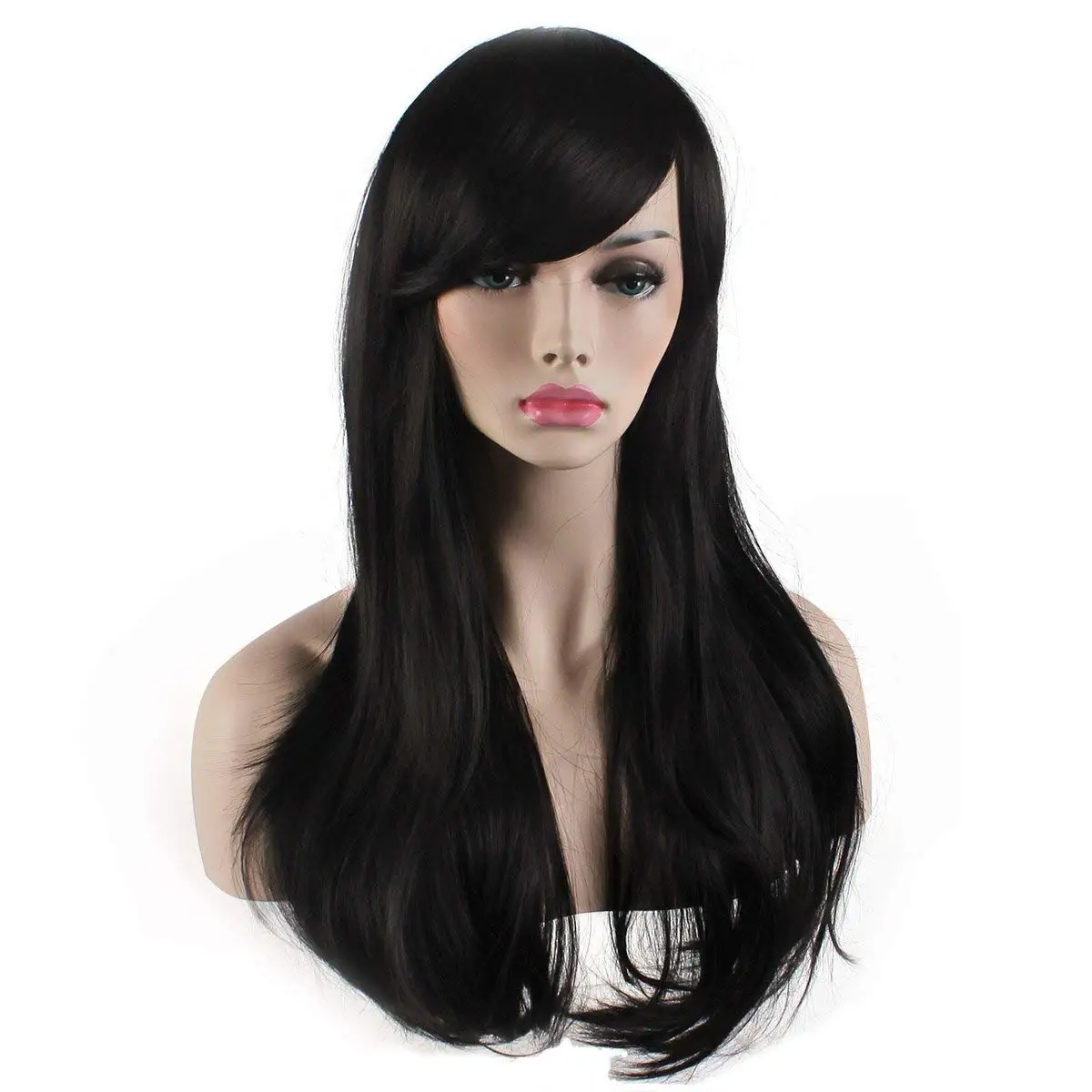 Peluca de disfraz de Halloween para mujer, pelo largo y rizado, resistente al calor, 28 pulgadas, 70cm, color negro