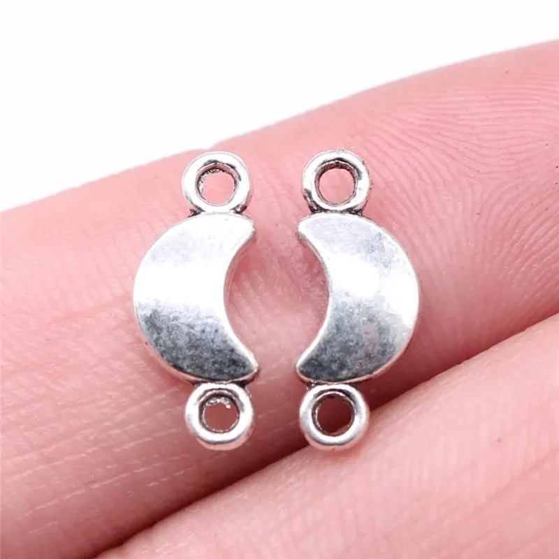 360 Stück antiksilberfarbene Halbmond-Verbindungsanhänger, 15 x 6 mm, Mondverbinder für handgefertigte Armbänder, Bastelornamente, Großhandel – Detail 3