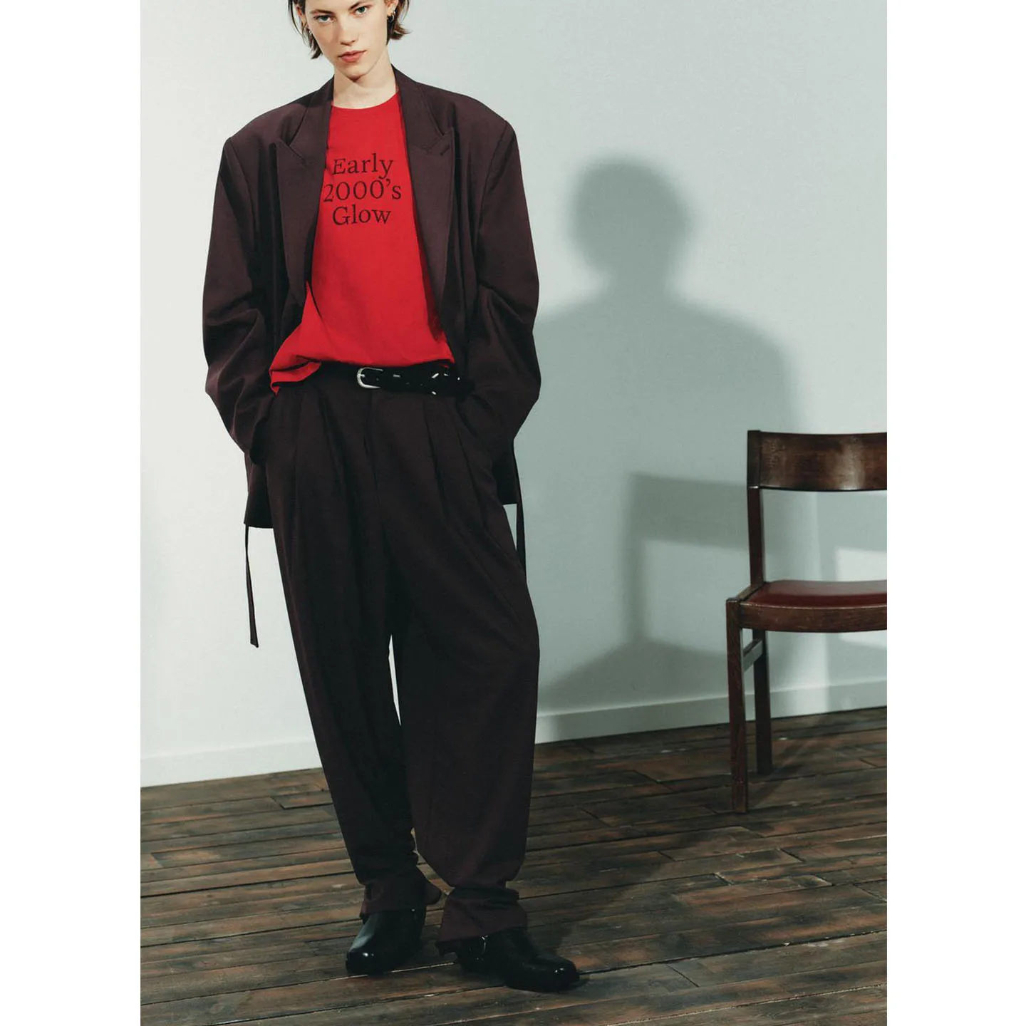 

Длинный костюм с воротником-стойкой и поясом с высокой талией, длинные брюки Jaet, повседневная офисная одежда, длинные брюки с разрезом по подолу, женская мода, осень 2023 г.