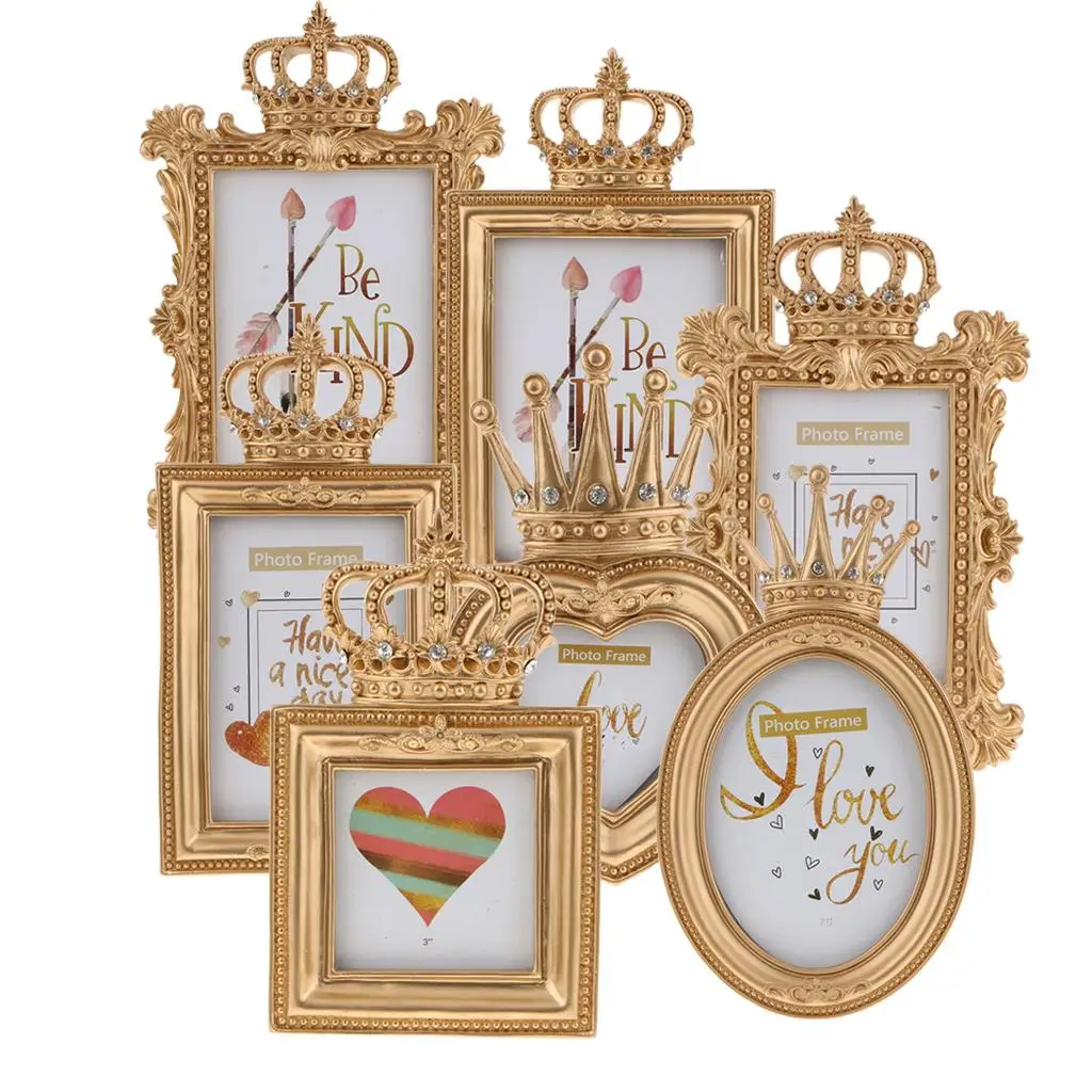 Elegant Luxury Western Crown Photo Frame Ornate Antique Decor