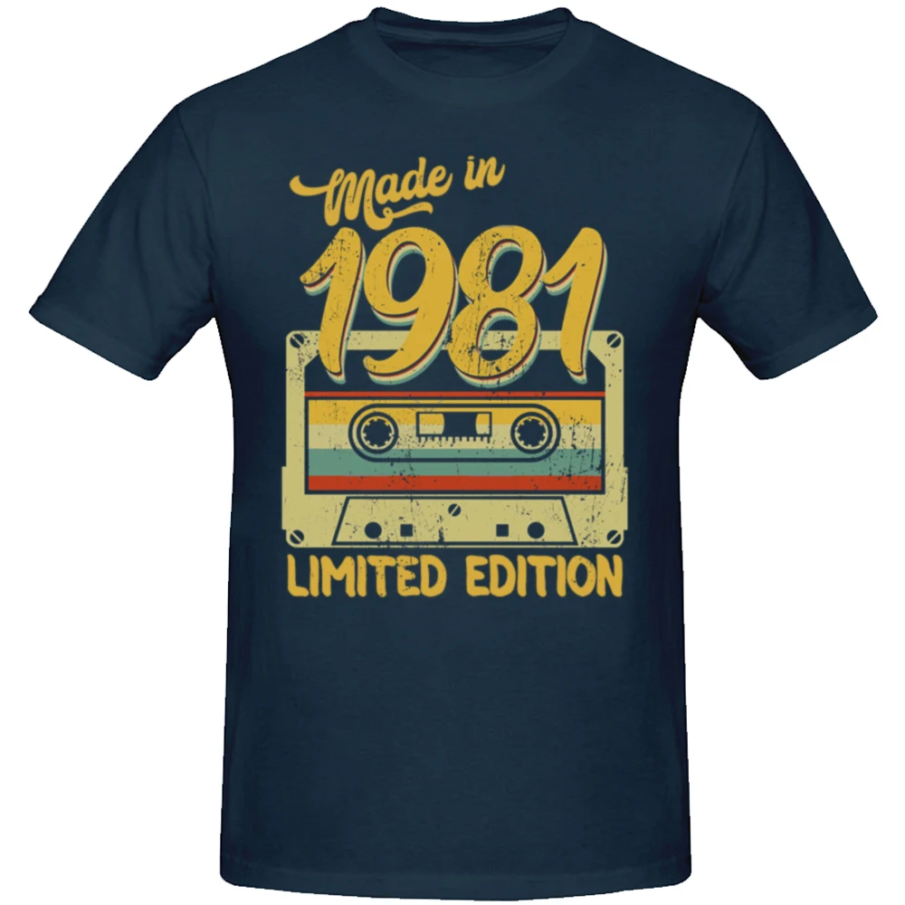 Funny Made in 1981 Limited Edition Birthday Gift Graphic T-shirts Men Fashion Casual Tshirt 100% Cotton Loose Oversized T Shirt