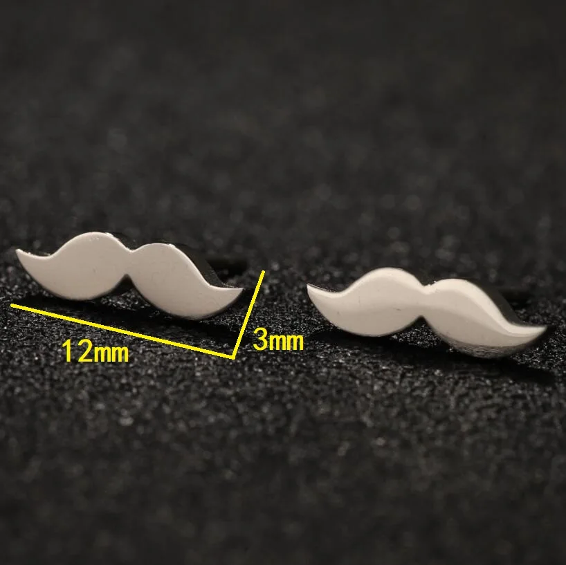 Jisensp Funny Mustache Beard Stud Earrings for Women Cute Beard Pattern Stainless Steel Earrings Party Jewelry Friendship Gift