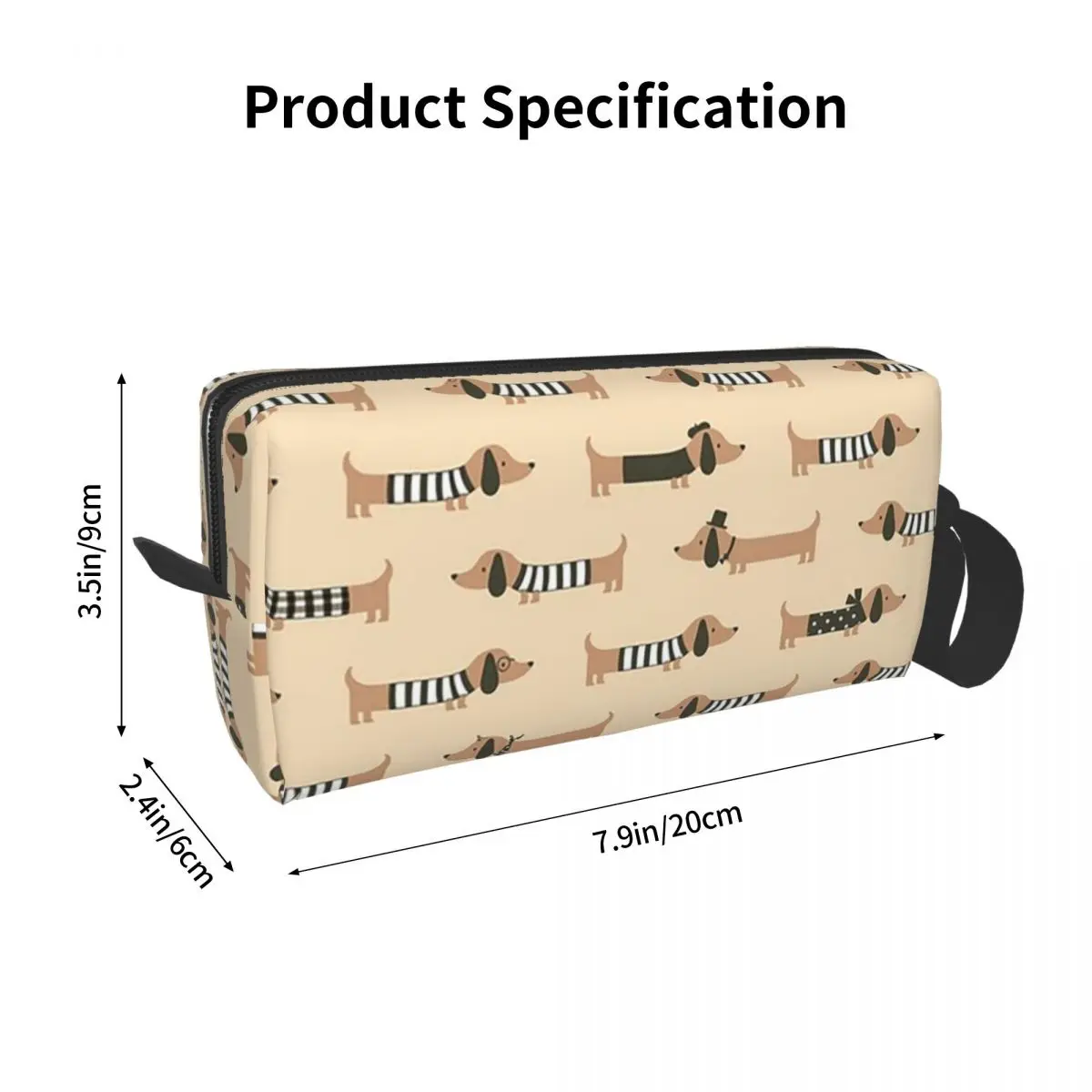 Vintage Sausage Dog Dachshund Pattern Pencil Case for Gifts Pen Box Pencil Bag Stationery Supplies Travel Women Organizer Pouch