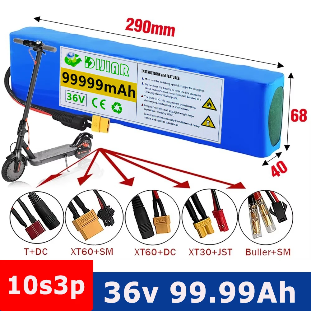 

10S3P 36V battery ebike battery pack 18650 lithium ion battery 500W high power and large capacity42Vmotorcycle scooter XT60 plug