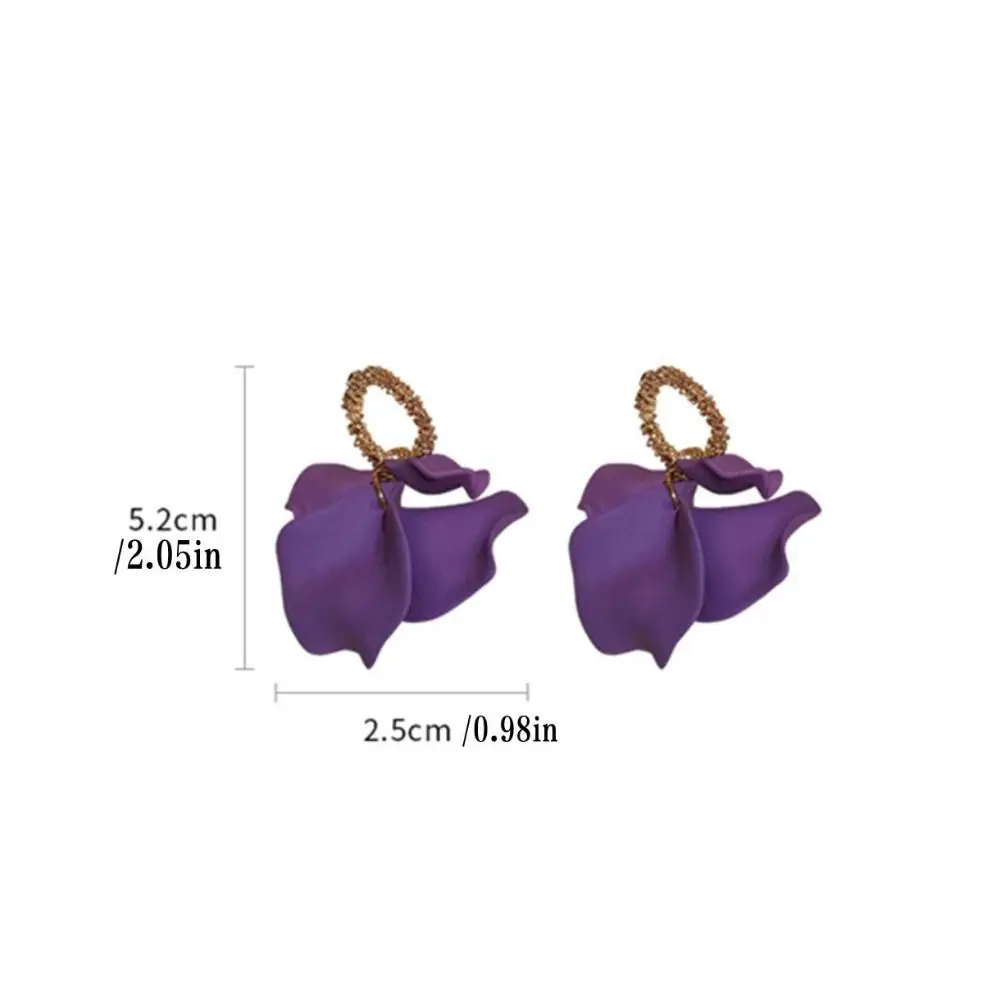 Korean Style Colorful Petal Dangle Earrings Fragments Flowers Women Elegant Stud Earrings Fashion Jewelry Girl Gift