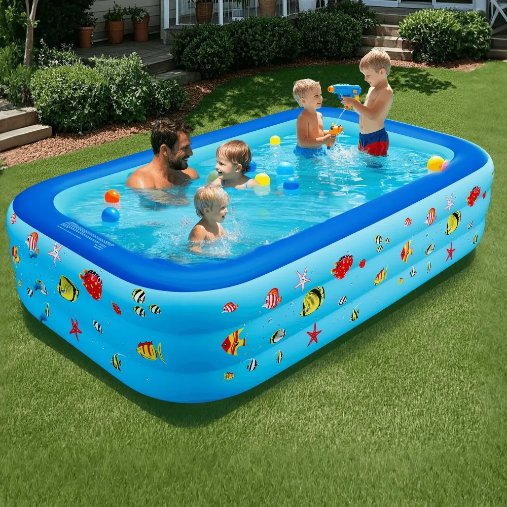 

Inflatable Pool, Durable Thickened Blow up Kiddie Pool for Kids, Toddlers and Adults, BPA-Free Family Swimming Pool,Blue