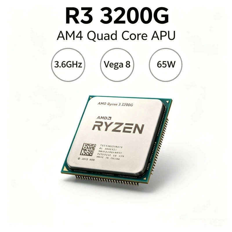 AMD Ryzen 3 3200G Socket AM4 Tray Processor Built-in Graphics Card 4 Cores 3.6GHz For Light Gaming Daily Study PC Build