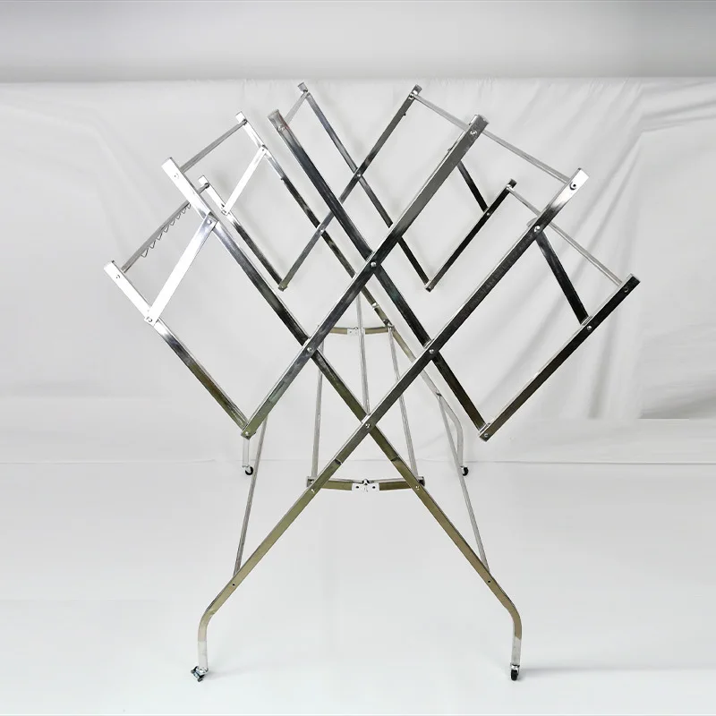 Foldable Floor Clothes Drying Rack, Wing-shaped Multi Rod Stand, Mobile Balcony Holder for Garments Quilts