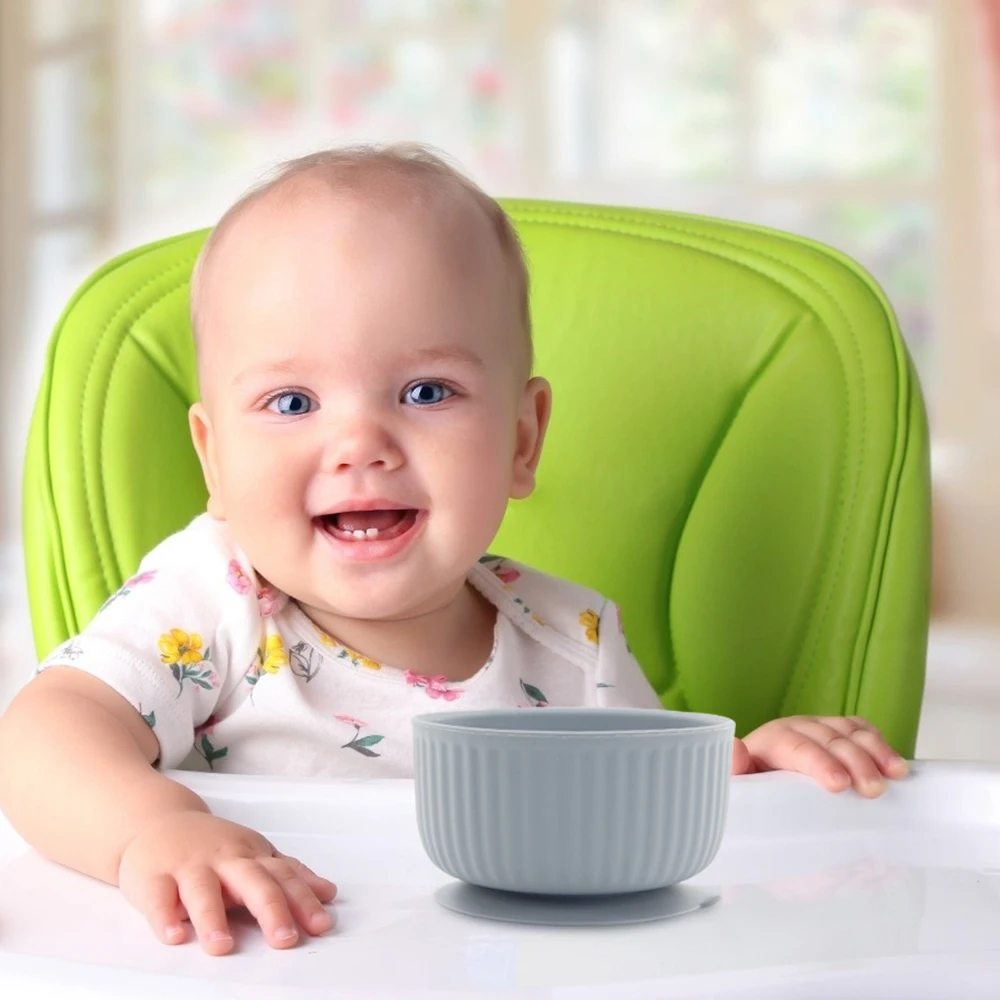 Ensemble de Bols d'Alimentation pour Bébé, Assiette en Silicone de Qualité Alimentaire, Grand Filles à Ventouse, Sans BPA, Étanche, pour Nourrisson, 5 Pièces