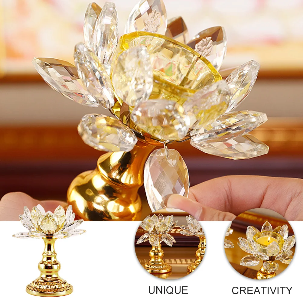 

Lotus Shape Holder Crystal Glass Thickening Design Sturdy Decoration Safe No Corners Lotus Holder