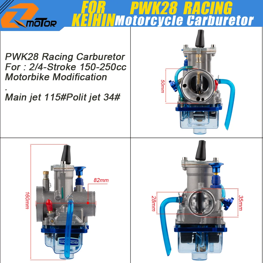 Universele PWK 24 26 28 30 32 34mm Carburateur Voor Keihin Carb 2 T 4 T Motorfiets ATV quad Go Kart Crossmotor Scooter Motocross