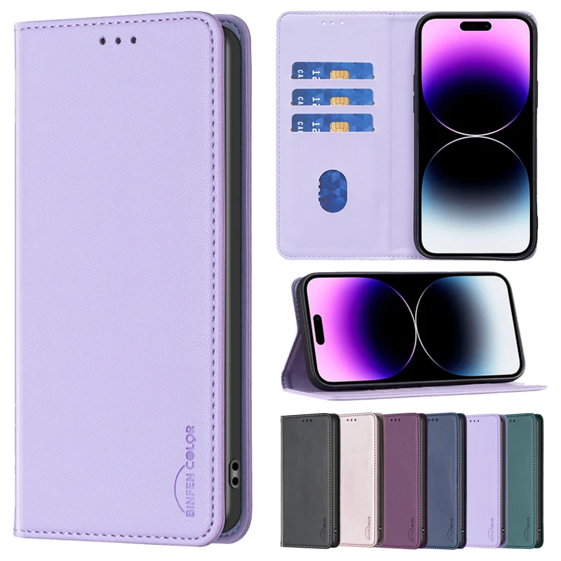 Wallet Skin Friendly Magnetic Flip Leather Case For iPhone 15 15 Plus 14 Plus 13 Pro Max 12 Pro 11 SE 2022 X XR XS 8 7 6 6S Plus