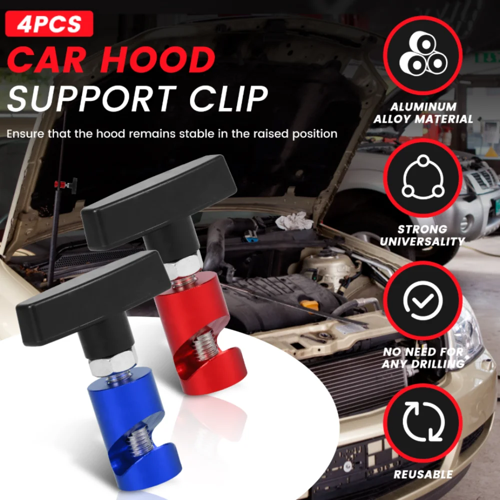 

4Pcs Car Hood Strut Clamps Multi Purpose Snap on Lift Support Clamps Insert Type Buckle Structure Stable Support for Multiple