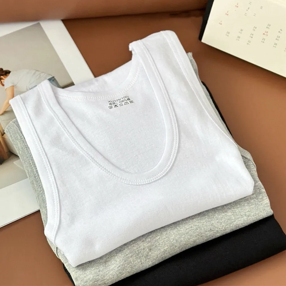 New Men Pure Cotton Vest White Black Grey Basic Men Tank Tops Summer Plus Size Singlets Sports Fitness T-shirt Bodybuilding Vest