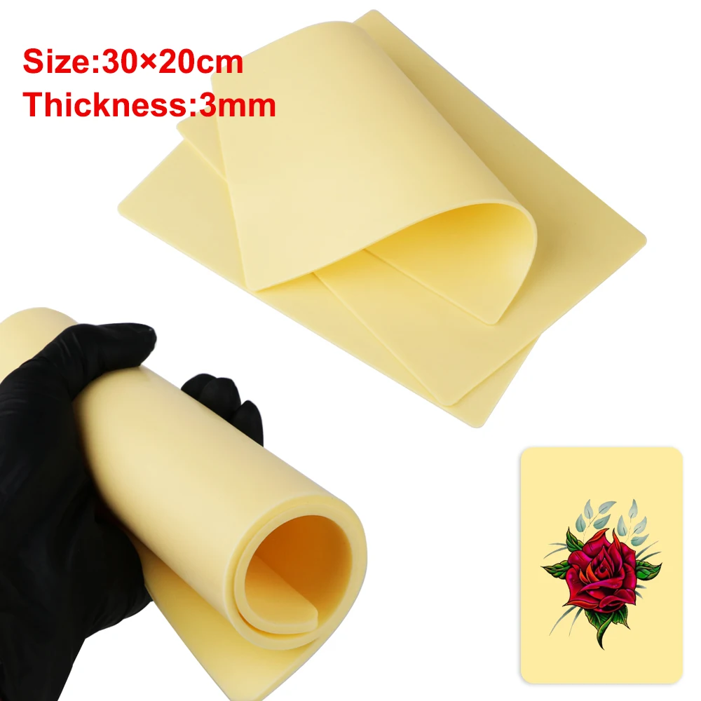 3MM A4 Size Tattoo Practice Skin Double Sides Silicone Tattoo Beginner Eyebrow Permanent Makeup Practice Skin Tattoo Supplies