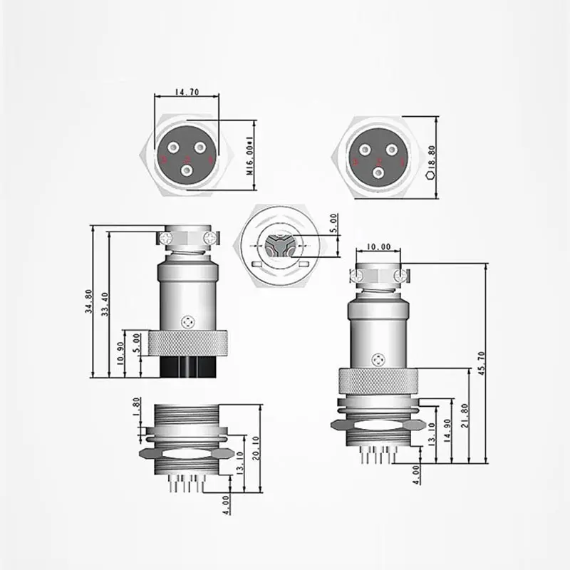 5-10Set GX16 GX12 GX20 Aviation Plug Socket 12mm 16mm 20mm Male Female 2 3 4 5 6 7 8 9 Pin Connector Industrial Circle Connector