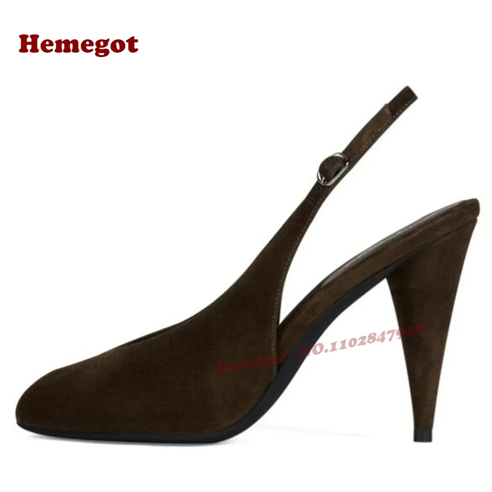 Slingback Buckled Women's Pumps Burgundy Peep Toe Pumps Spike Heels Suede 2025 New Arrival Summer Elegant Shoes High Heeled Sexy